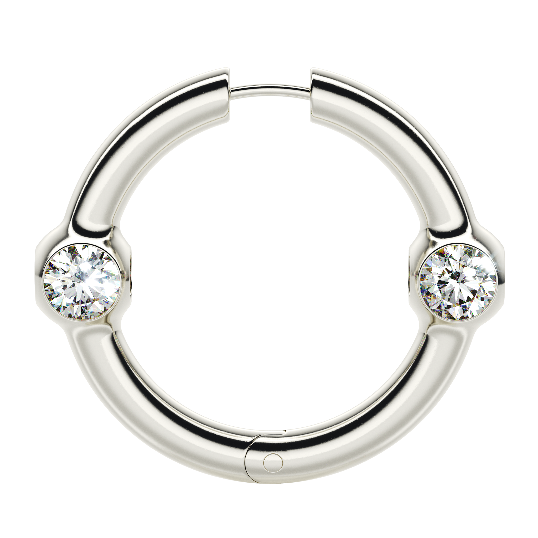 A detail of Hoop with Gems XL in White Gold